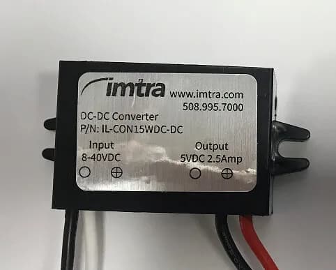 Voltage Converter, 8-40VDC- 5VDC, 2.5A Converts USB Media Port to a 5V Charging Port