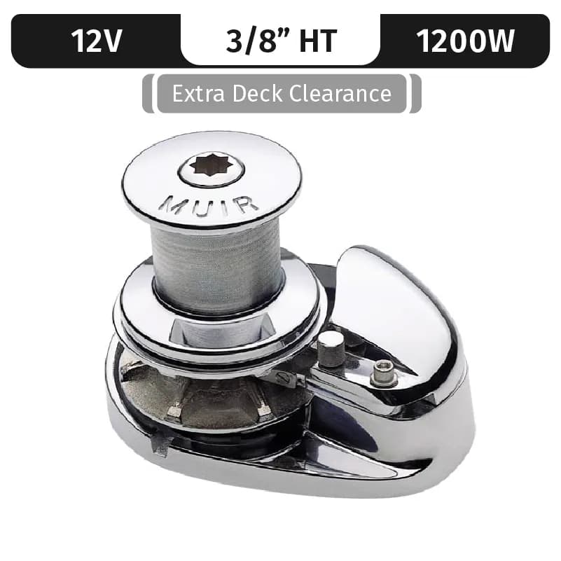 Storm VRC1250, Stainless Steel, 12V, 1200W Capstan, Vert. Rope/Chain Long Shaft 3/8"HT
