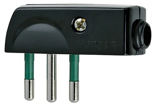 Italian Plug (S11), 2P+E, 10A/250V, 90 degree, Sicury, Black