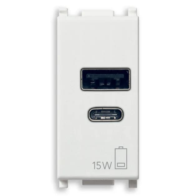 PLANA: USB A+C CHARGER OUTPUT 5V 3A 15W 1M WHITE INPUT VOLTAGE 120-240 V