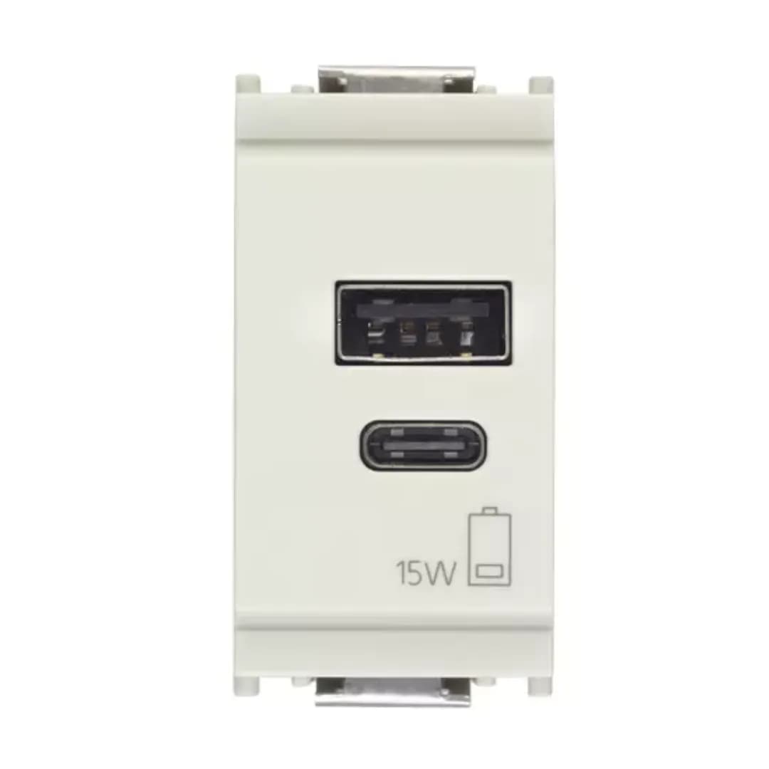 IDEA: USB A+C CHARGER OUTPUT 5V 3A 15W 1M WHITE INPUT VOLTAGE 120-240 V