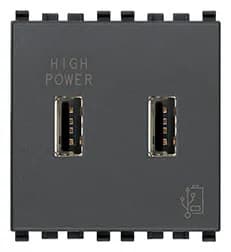 Power Supply: 2 x USB-A, 2.1A 120/230VAC, 5V built-in, 2M, Grey, Eikon
