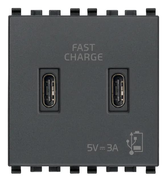 Eikon: C+C-USB Supply Unit, 5V 3A, 2 Module, Grey