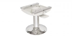 Norsap Seat Pedestal With polished flange, 360° rotation, fixed height and rails.